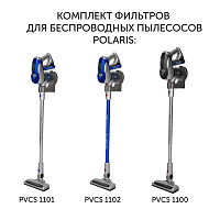 Комплект фильтров PVCSF 1112 для беспроводных пылесосов Polaris PVCS 1101 HandStickPRO/PVCS 1102 HandStickPRO+/PVCS 4000 HandStickPRO/PVCS 5090 Clean Expert PRO/PVCS 7090 HandStickPRO Aqua/PVCS 1100 Silver Collection