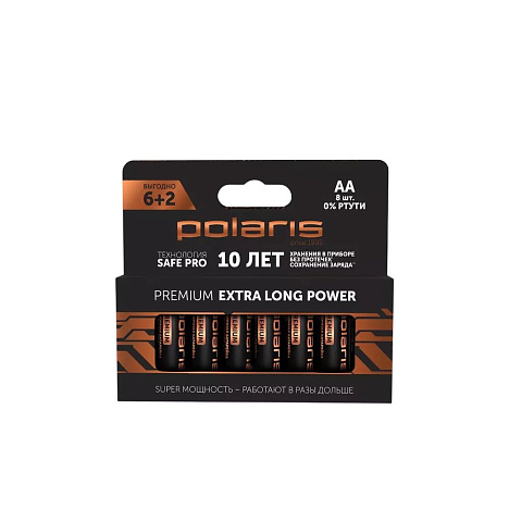 Батарейки щелочные Polaris PB AA (8шт) Premium - фото №0